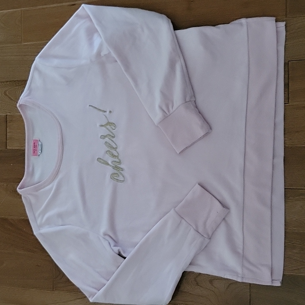 Kate Spade New York velour "cheers"‎ sweatshirt lounge top pink medium